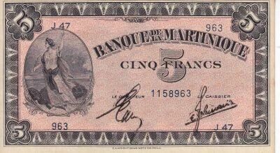 Billet Martinica 5 francs 1944
