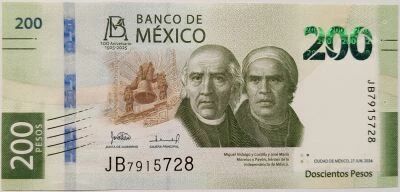 Billet Mexico 200 pesos Jos� Maria Morelos 2024