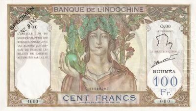 Billet Nueva Caledonia 100 francs 1937-1963