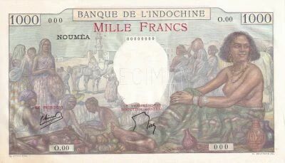 Billet Nueva Caledonia 1000 francs 1957