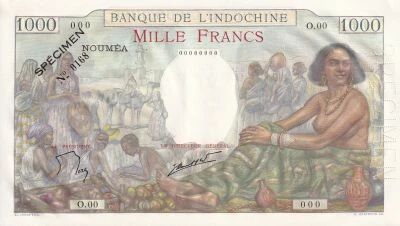 Billet Nueva Caledonia 1000 francs 1963