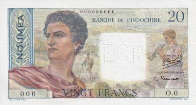 Billet Nueva Caledonia 20 francs 1951-1963