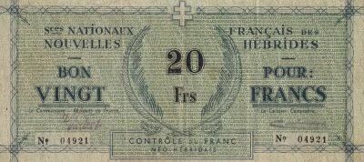 Billet Nuevas H�bridas 20 franc 1943