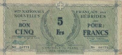 Billet Nuevas H�bridas 5 franc 1943