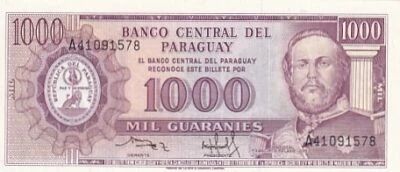 Billet Paraguay 1000 guaranies Francisco Solano Lopez 1982-1995