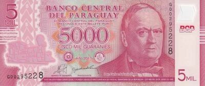 Billet Paraguay 5000 guaranies Bernardino Caballero 2011