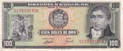 Billet Peru 100 soles de oro 1974