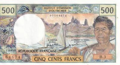 Billet Polinesia Francese 500 francs 1985