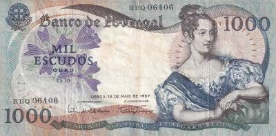 Billet Portugal 1000 escudos Marie II du Portugal 1967