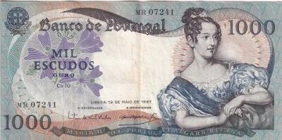 Billet Portugal 1000 escudos Marie II du Portugal 1967