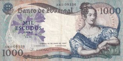 Billet Portugal 1000 escudos Marie II du Portugal 1967