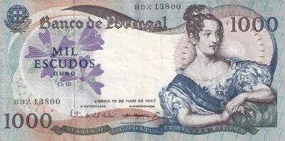 Billet Portugal 1000 escudos Marie II du Portugal 1967