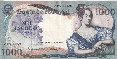 Billet Portugal 1000 escudos Marie II du Portugal 1967