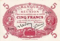 Billet R&eacute;union 5 francs 1913-1954