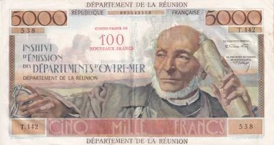 Billet R�union 5000 francs 1971