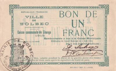 Billet Seine-Maritime 1 franc 1915