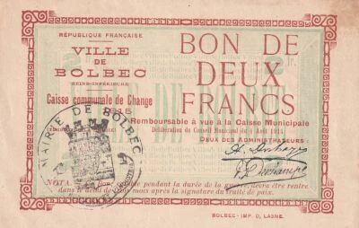 Billet Seine-Maritime 2 francs 1915