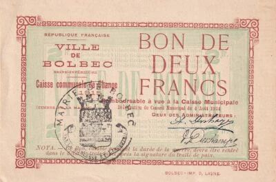 Billet Seine-Maritime 2 francs 1915