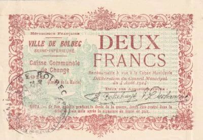 Billet Seine-Maritime 2 francs 1916