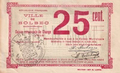 Billet Seine-Maritime 25 cent 1916