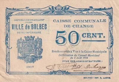 Billet Seine-Maritime 50 cent 1917
