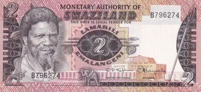 Billet Swaziland 2 emalangeni 1974