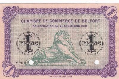 Billet Territoire-de-Belfort 1 franc 1918
