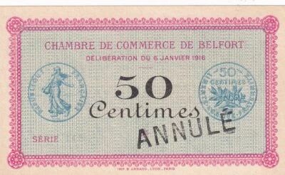 Billet Territoire-de-Belfort 50 centimes 1916