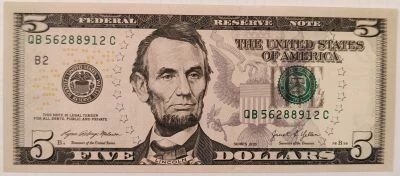 Billet USA 5 dollars Abraham Lincoln, Pr�sident 2021