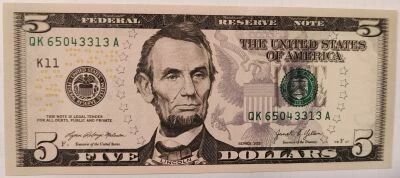 Billet USA 5 dollars Abraham Lincoln, Pr�sident 2021
