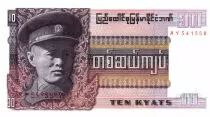 Birmania 10 Kyats General Aun San - 1973 - Serial AY