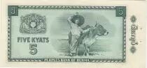 Birmania 5 Kyats General Aun San, farmer and cow - 1965