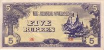 Birmanie 5 Rupees Temple Ananda - 1942