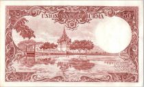 Birmanie 50 Kyats Gal Aung San - Temple de Mandalay - 1958