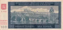 Bohéme et Moravie 100 Korun  - Château et pont de Charles à Prague - 1940