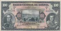 Bolivia 100 Bolivianos - S. Bolivar - J. de Sucre - 20-07-1928 - Serial B