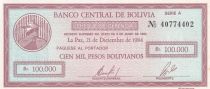 Bolivia 100000 Pesos Bolivianos -  Mercury - 1984 - Serial A - P.188
