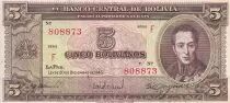 Bolivia 5 Bolivianos - Simon Bolivar - 1945 - Serial F - P.138a
