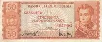 Bolivia 50 Pesos A. J. de Sucre - Ruins - 13-07-1962 - Serial G