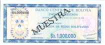 Bolivie 1 000 000 Pesos , Bleu (chèque) - 1985 - Muestra