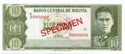 Bolivie 10 Pesos Bolivianos Bolivianos, G. Busch Becerra - Montagne