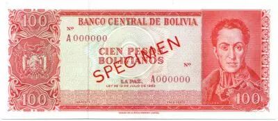 Bolivie 100 Pesos Bolivianos Bolivianos, Simon Bolivar - D�claration Ind�pendance
