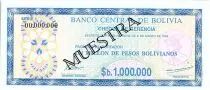 Bolivien 1 000 000 Pesos , Blue (check) - 1985 - Muestra