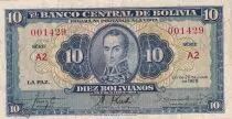 Bolivien 10 Bolivianos - Simon Bolivar -  1928 - Serial A2