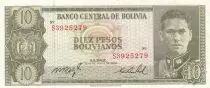 Bolivien 10 Pesos Bolivianos - G. Busch Becerra - Mountain - 13-07-1962 - Serial S
