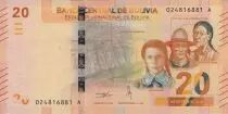 Bolivien 20 Bolivianos  Bolivian Heroes  - Alligator - ND (2018)