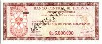 Bolivien 5 000 000 Pesos , Brown (check) - 1985 - Muestra