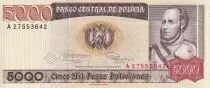 Bolivien 5000 Pesos Bolivianos - Marshal J. Ballivian - Condor, Leopard - 1984 - P.168