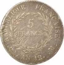 Bonaparte - 5 Silver Francs, Consulate - Year 12 M Toulouse