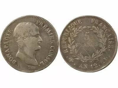 Bonaparte Ist Consul - 5 Silver Francs - Year 12 D Lyon
